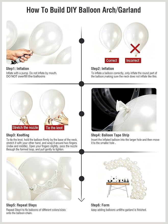 Pearl White Balloons 55 Pcs Inch White Latex Balloon Arch Kit Garland - Image 4
