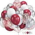 Burgundy Red and Silver Balloons, 60 Packs 12 Inch Wine Red and White Silver by Govpy