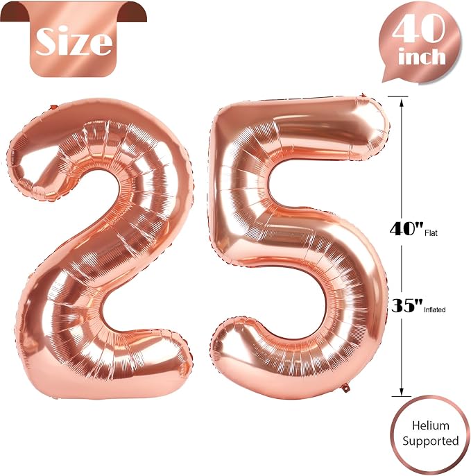 Rose Gold Number 25 Balloon 40 Inch - Image 5