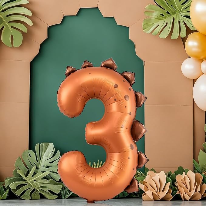 Dinosaur Number 3 Balloon, 30 Inch Birthday Party Decorations - Image 2
