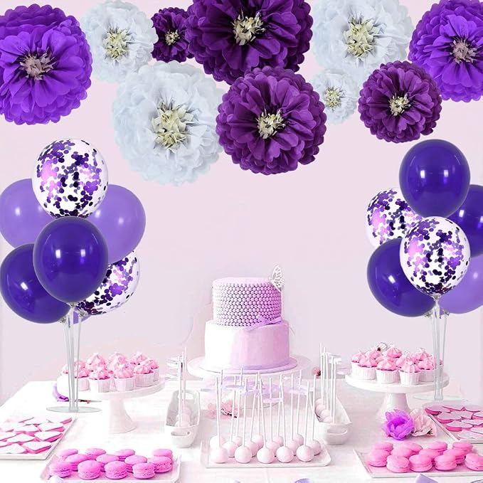 TONIFUL 4 Set Purple Balloon Stand Balloon Centerpiece - Image 6