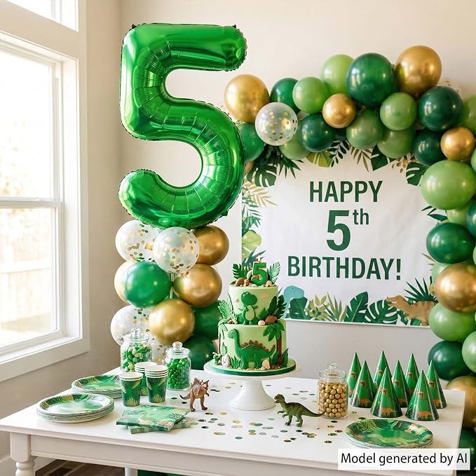 Green Number 5 Balloon 40 Inch, Vibrant Foil Numeral - Image 6