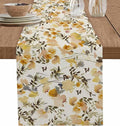 Vintage Orange Flower Cotton Linen Table Runner for Dining Kitchen, Wedding Outdoor Party Tablerunners Decoration, Farmhouse Botanical Floral Retro Dresser Scarf Coffee Tablecloth Runners 13x60 Inches