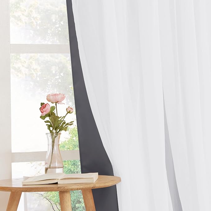 PONY DANCE Blackout Curtains for Bedroom, 52 x 63 in, 2 Panels | Sheer Drapes - Image 5