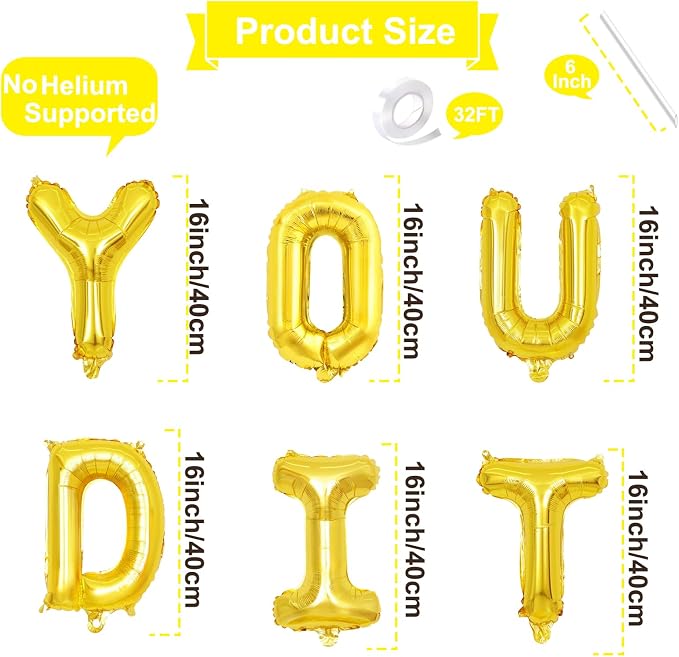 16 Inches YOU DID IT Graduation Letter Balloons Banner - Image 2