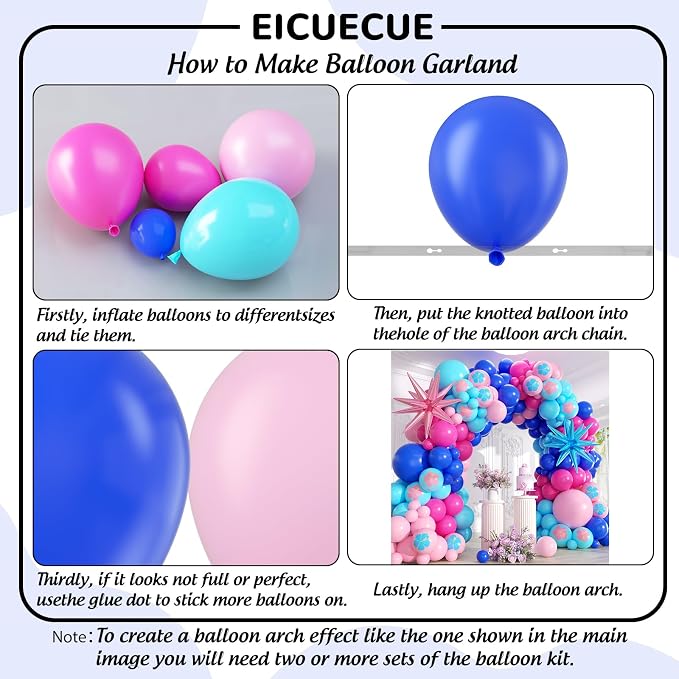 Royal Blue and Pink Balloons Garland Arch Kit - Image 3