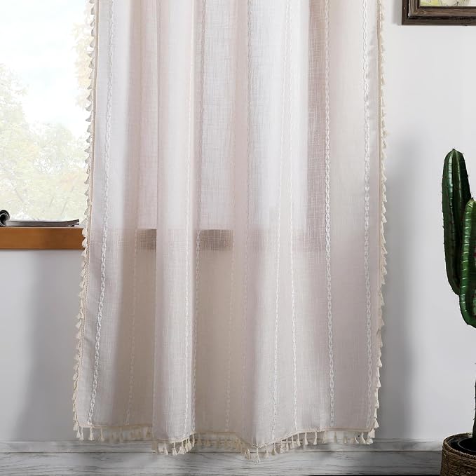 RoomTalks Boho Curtains for Bedroom Living Room 72 Inch Length Freanch Country - Image 3