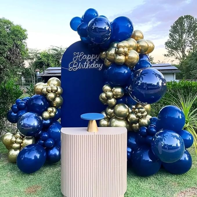 Royal Blue and Gold Balloon Arch Garland Kit 153pcs - Image 7