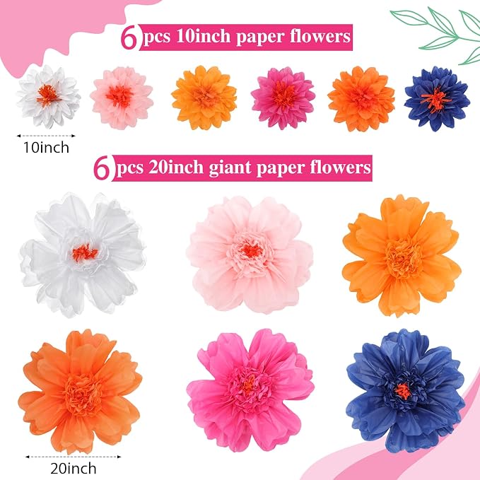 TaoBary Large Colorful Tissue Paper Flowers Giant Fiesta Paper Pom Poms - Image 2