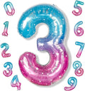 Large Blue Pink Starry 3 Balloons, 40 Inch Giant Mermaid Helium Mylar Foil by Isndare