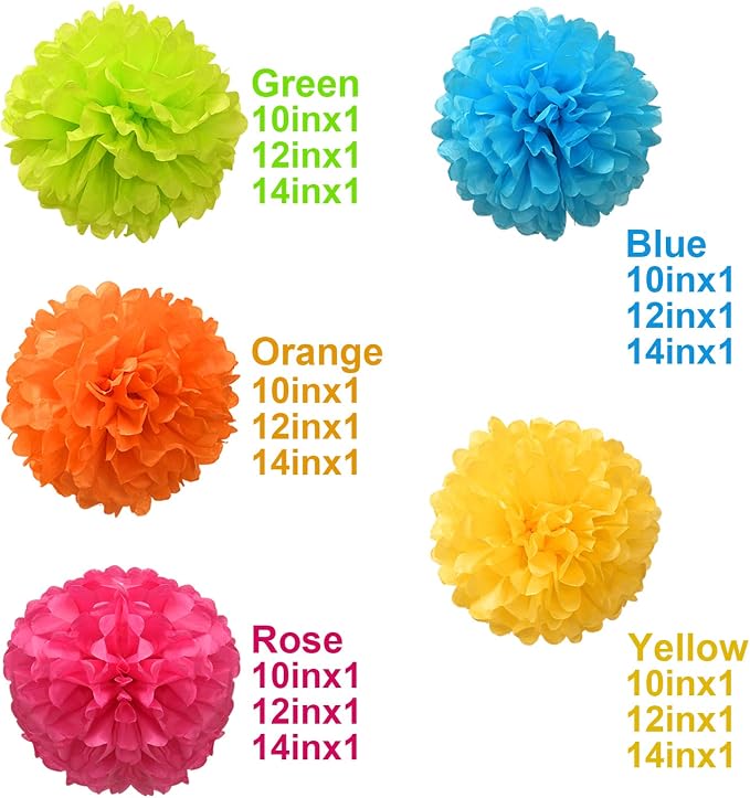 Tissue Pom Pom Paper Flower Ball Party Decorations - Image 2
