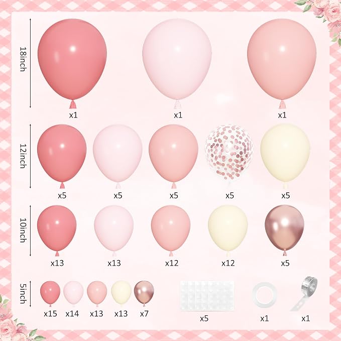 152Pcs Dusty Pink Balloons Arch Garland Kit Different Size | Light Pastel Pink - Image 2