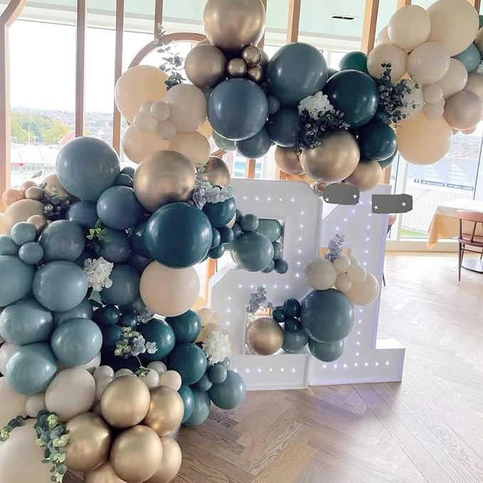 PartyWoo Slate Blue Balloons 140pcs Navy Dusty Blue Boho Neutral Color | 18 12 - Image 6