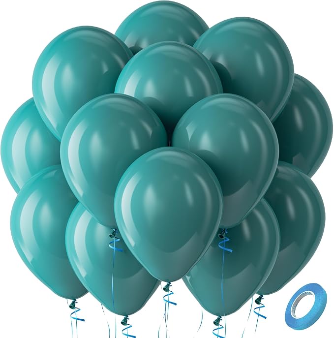 Bezente Slate Blue Latex Boho Party Helium Balloons 100 Pack 12 inch | Dusty by Bezente