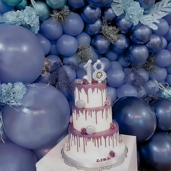 PartyWoo Dusty Blue Balloons 140pcs Navy Slate Blue Boho Neutral Color | - Image 7