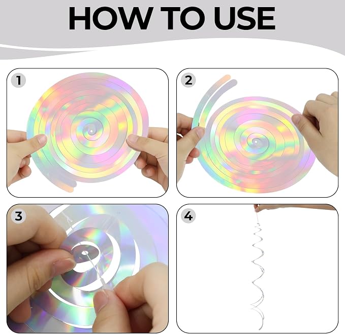 24 PCS Iridescent Hanging Swirl, Shinny Holographic Ceiling Decorations - Image 8