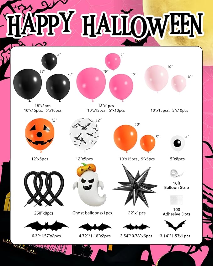 Halloween Balloon Arch Garland Kit, Explosion Star Ghost Foil Balloons - Image 2