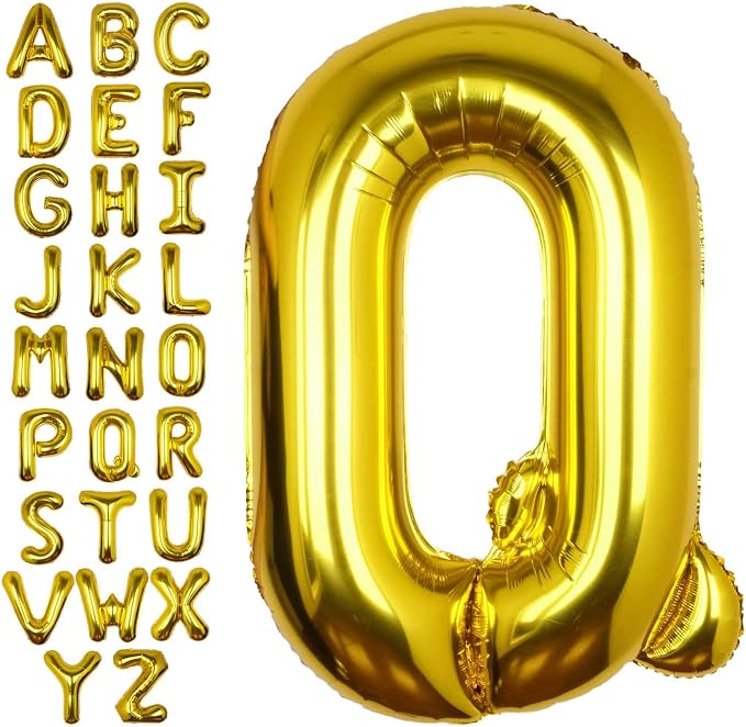40 Inch Gold Letter Q Balloon Big Foil Helium Letter Balloons A-Z | Giant Large by SULALABOO