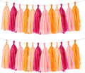Orange & Hot Pink Tassel Garland Banner – 40 PCS Paper Tassels by BESTOFUN
