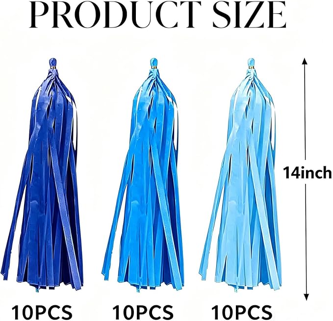 Blue Gradient Tissue Paper Tassels 30pcs, Adding Festive Whimsy to Any - Image 2