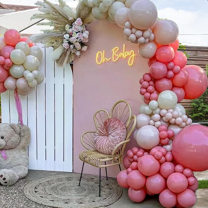 134Pcs Retro Rose Red Balloons Different Sizes 5 10 12 18 Inch Retro Rose Red - Image 5