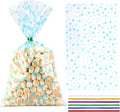 COQOFA 100 Pcs 7"X12" Blue Star Printed Clear Gift Cellophane Treat Bag Party by COQOFA
