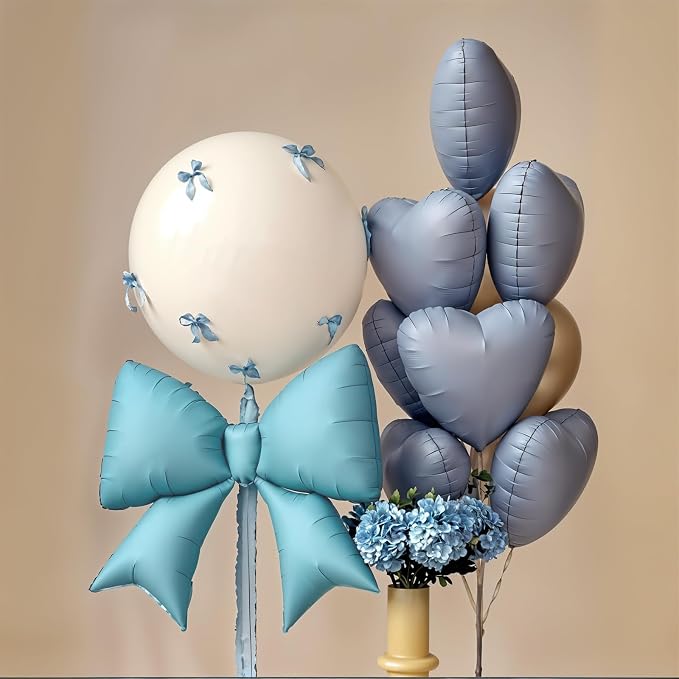 Blue Bow Balloons 38 Inch, Light Blue Giant Bow Shaped Foil Mylar Balloons - Image 8