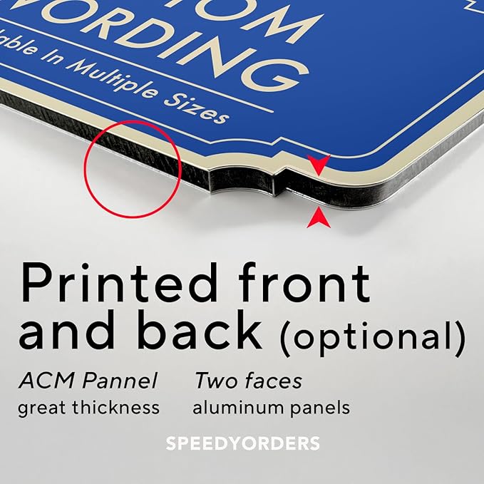 Custom Decorative Outdoor Metal Sign, Personalized Aluminum Driveway Sign - Waterproof, Made in USA - Design 2 Blue Steel 18x12 In