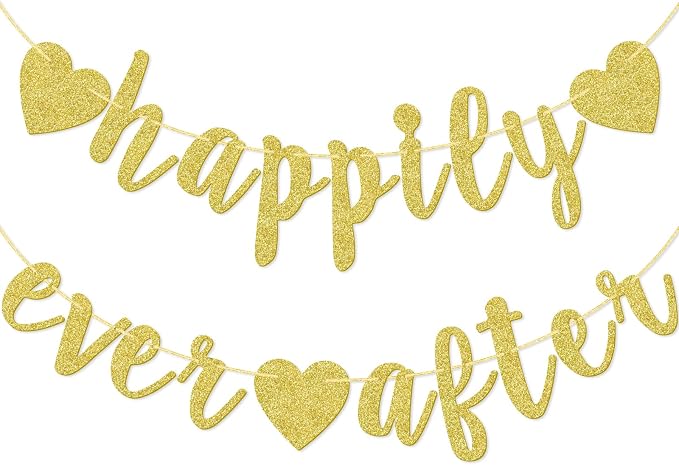 Happily Ever After Banner, Glod Glitter Engagement Decoration by FOZEE