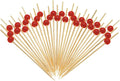 Minisland Red Pearl Bamboo Cocktail Picks, Decorative Appetizer Toothpicks | by Minisland