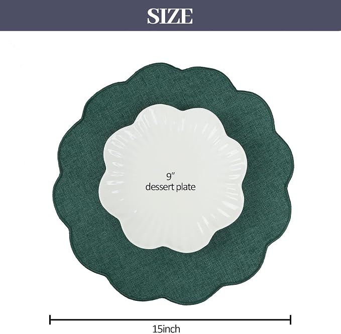AHHFSMEI Round Faux Linen Placemats Set of 6 Heat Resistant Non-Slip Stain - Image 2