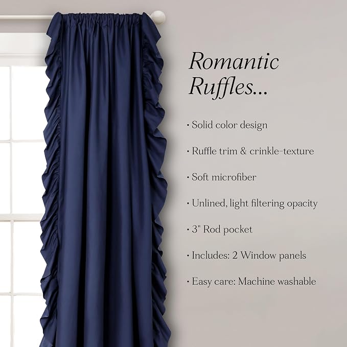 Lush Decor Reyna Ruffle Window Curtain Panel Set, Living room, or Dining Room - Image 6