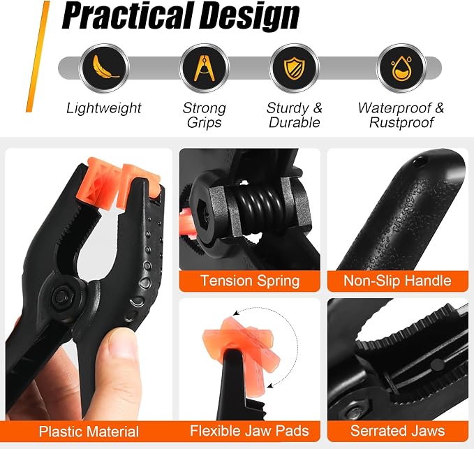 RELBRO Spring Clamps, 6 Inch Plastic Clips, Heavy Duty, Strong Grip, Daily - Image 4