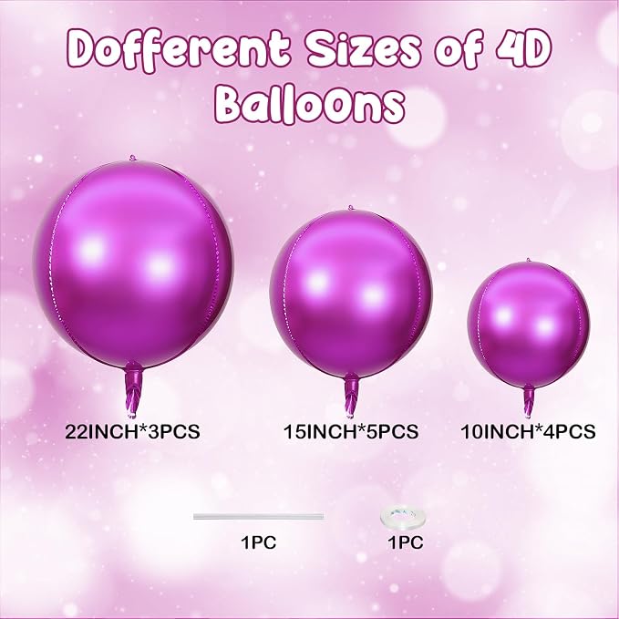 HILAVO 12PCS Hot Pink Round Foil Balloons - Image 3