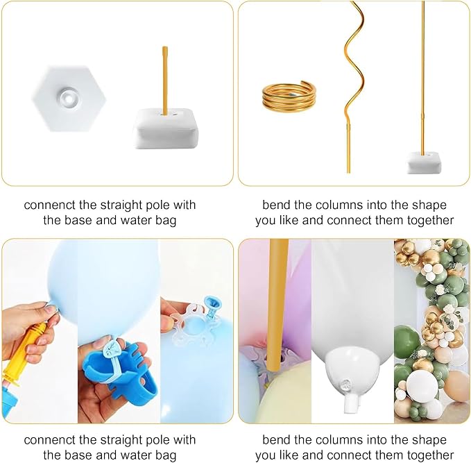 Gold Balloon Arch Stand Kit, 9.3ft & 6ft Free Bending Soft Balloon Flower - Image 4
