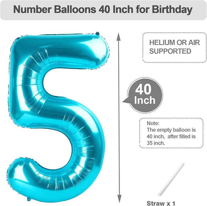 4 Balloon Number 40 Inch Light Blue - Image 5
