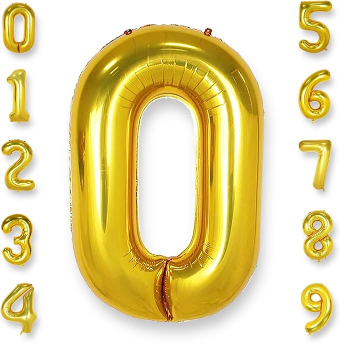 AULE 40 Inch Gold 0 Balloon Number Foil 0-9 Birthday Big Numbers | Birthday by AULE