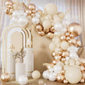 Neutral Balloon Garland Arch Kit, Boho Party Decor | Sand Pearl White Metallic by Haolongfa