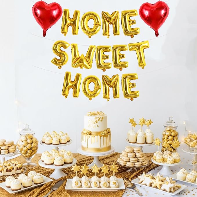 TONIFUL 16 Inch Fat Gold HOME SWEET HOME Letter Balloon - Image 4