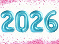 2026 Pearlescent Blue Foil Number Balloons, 2026 Pearlescent Blue Balloon 40 by Upgesy