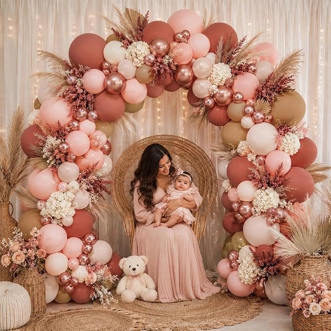 Dusty Pink Brown Balloon Garland Double Stuffed Nude Tan Pink Rose Gold | Dusty - Image 4