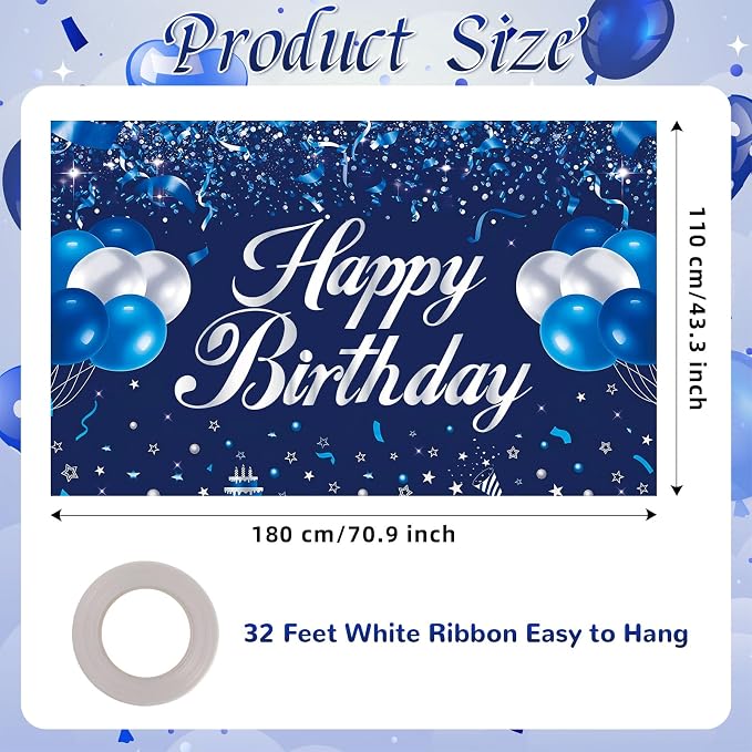 Happy Birthday Backdrop Banner, Happy Birthday Party Decorations Yard Sign - Image 2