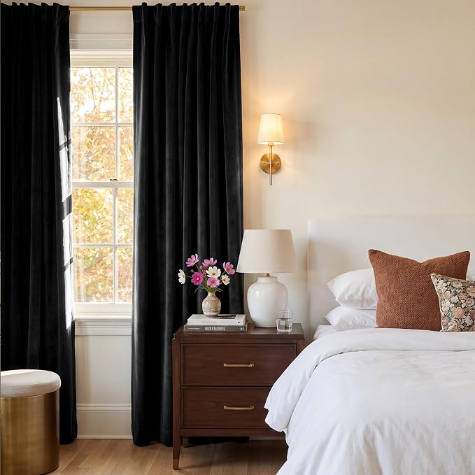 Blackout Black Velvet Curtains for Home Theater, W52 x L90, 2 Panels | 300GSM - Image 8