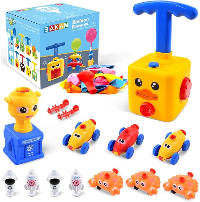 BAKAM Toddler Toys 3-4 for Boys Girls, Balloon Launcher & Powered Car Set by BAKAMToys
