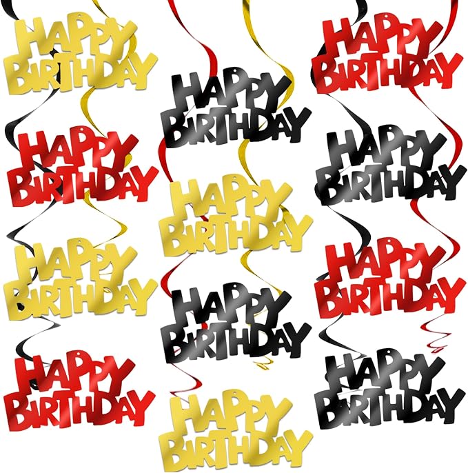 BEISHIDA 12 Pcs Happy Birthday Hanging Swirl Decorations, Men Boys Cartoon by Beishida