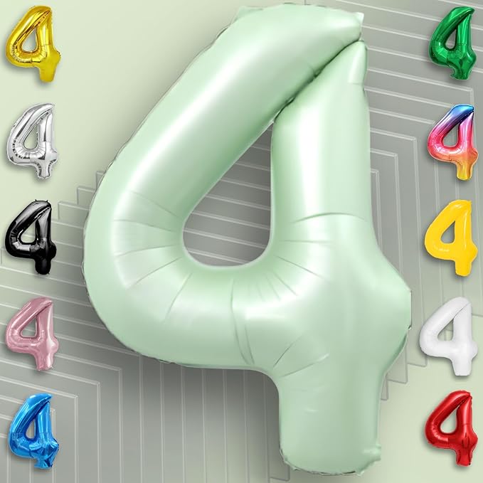 Green Number Balloon 4 Mylar Foil Balloons 32 inch - Image 2