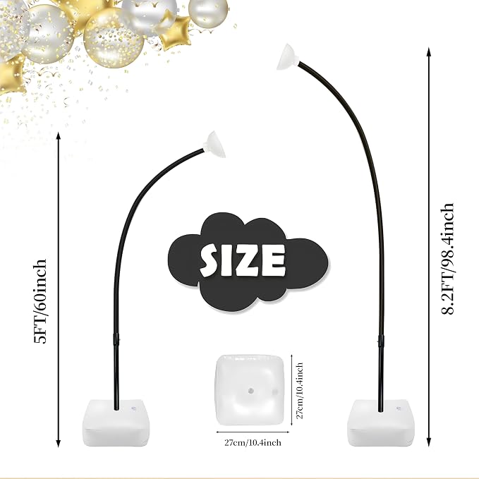 Balloon Arch Kit, Free Bending 8.2FT & 5FT Half Balloon Arch Stand | PVC Frame - Image 2