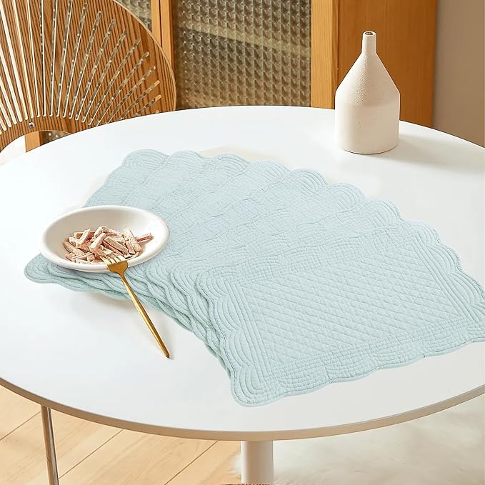 HOMBYS Quilted Placemats Set of 6 Washable-13x18 inches Rectangular Placemats - Image 8