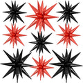 9Pcs Red and Black Star Balloons, Large Explosion Foil Balloons, Metallic Mylar by Dagelar