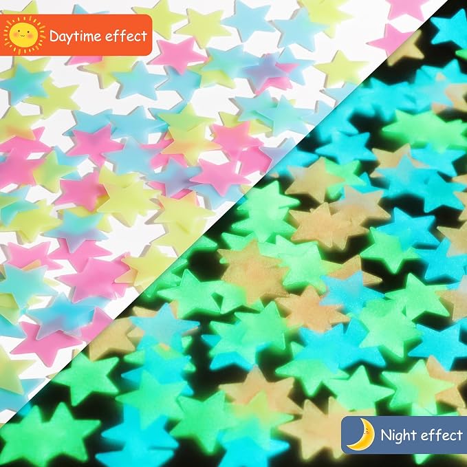 AM AMAONM 200pcs Glow in The Dark Luminous Stars Fluorescent Noctilucent - Image 2